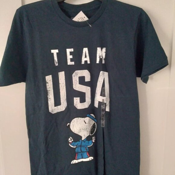 Vintage Style PEANUTS SNOOPY TEAM USA OLYMPICS T-Shirt Men's Size Small Navy New - Picture 8 of 8
